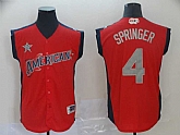 American League 4 George Springer Red 2019 MLB All Star Game Workout Player Jersey,baseball caps,new era cap wholesale,wholesale hats